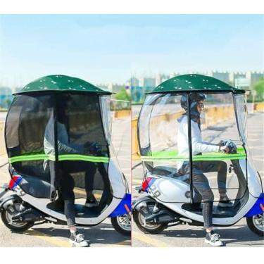 Imagem de Universal Totalmente Fechado Motocicleta Sun Visor Sombra Tenda Guarda-chuva Pára-brisadossel Moto Telhado Motor Bicicleta Scooter Mobilidade Pára-sol Capa De Chuva, Black, B