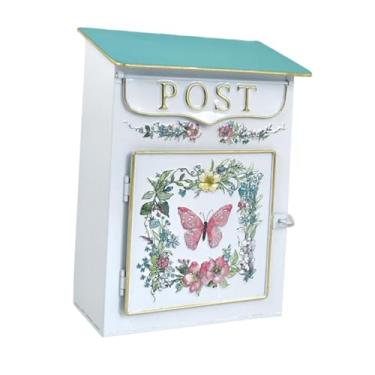 Imagem de WeiLaiKeQi Caixa de correio de parede para cartas, grande, decoração de metal, estilo antigo, caixa de correio para, portão de garagem, porta da frente