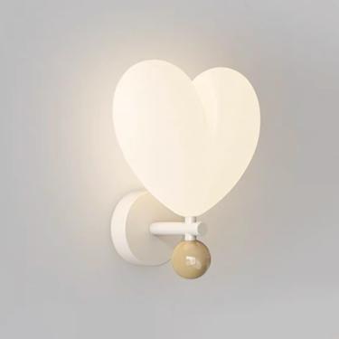 Imagem de Forma De Coração Led Wall Scoe Cream Modern Wall Light White Bedside Wall Mount Lamp, 16w Creative Art Design Wall Scoes Nordic Retro Home Decor Lighting Fixture, Dimming/3 Color, B-dimming