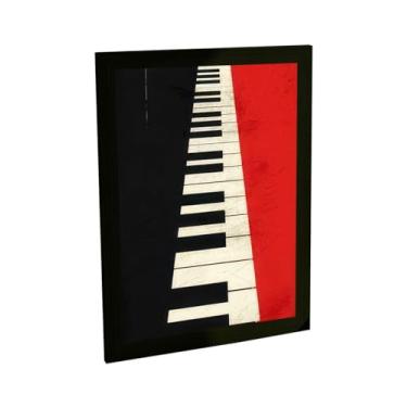 Imagem de Quadro Decorativo Piano Ilustração Vermelho Preto Decoração Poster Quarto Sala