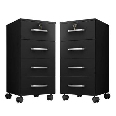 Imagem de Kit Gaveteiro para Escritório com Chave e Rodízios 4 Gavetas Gávea