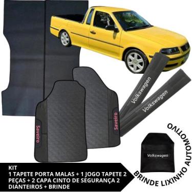 Imagem de Kit Acessórios Saveiro G3 2000 A 2004 Tapete Emborrachado + Tapete Caç