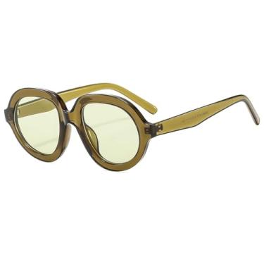 Imagem de Óculos de sol ovais retrô femininos, armação clássica preta masculina, óculos de grau da moda (verde oliva)