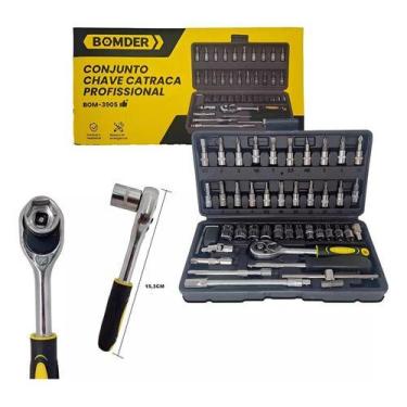 Imagem de Jogo de Chaves Catraca Profissional Soquete Kit 46 Peças Sextavado All