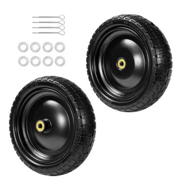 Imagem de LTNICER Pneu de 33.0 cm compatível com Gorilla Cart, pneu liso e roda de 4,00-6 (poliuretano sólido) para vagão, carrinho de mão, reboques de quintal - rolamentos de 1,5 cm, cubo deslocado de 5,3 cm