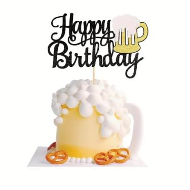 Imagem de FBQ Caneca de Cerveja Feliz Aniversário Topo de Bolo DIY Cervejas Tema Festival Chá de Bebê Meninos Artigos de Decoração de Festa