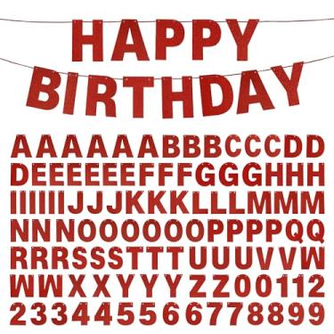 Imagem de Kit de banner DIY com letras glitter vermelho personalizável faixa de formatura de aniversário banners personalizados para festa de casamento formatura decoração de chá de bebê (vermelho)