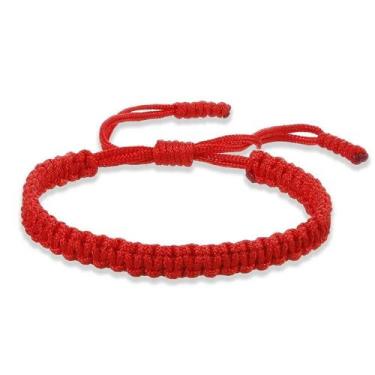 Imagem de kit 5 Pulseiras de Corda Trançada Budista  Amuleto da Sorte Vermelho A