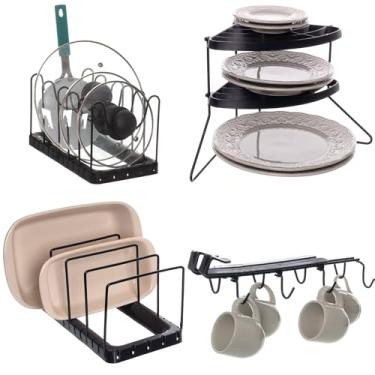 Imagem de Organizadores de Cozinha 4 peças Preto Metaltru - Kit 08