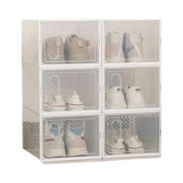 Imagem de Caixa De Sapatos De Plástico Transparente Empilhável Grande, Armário D