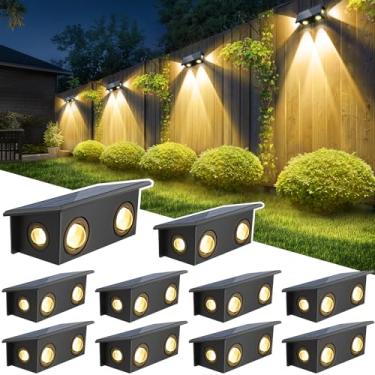 Imagem de T-SUN Luzes De Cerca Solares, Pacote Com 10 Externas, 3000K, 2 Modos, Branco Quente Brilhante, À Prova D'Água, Do Anoitecer Ao Amanhecer, Luz Parede Para Quintal, Corrimão, Pátio, Varanda, Piscina