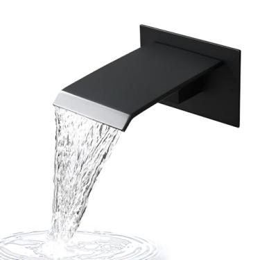 Imagem de BElYl Torneira de banheira em cascata, acoinoxidável 304 preto fosco, montagem naparede, bico de banheira de 10 cm,enchimento rápido, fácil instalacäo
