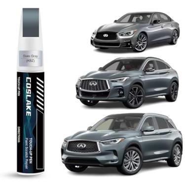 Imagem de COSLAKE Tinta de retoque de carro (cinza ardósia (KBZ)) para INFINITI, kit de reparo de arranhões de tinta de carro, solução rápida e fácil de reparar, caneta removedor de arranhões com 2