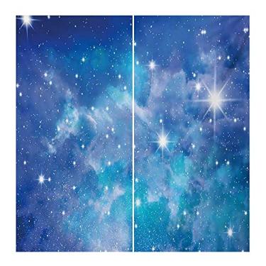 Imagem de Cortinas blecaute espacial para quarto - Cortinas escurecidas com isolamento térmico para sala de estar, L 106 x C 213 cm azul