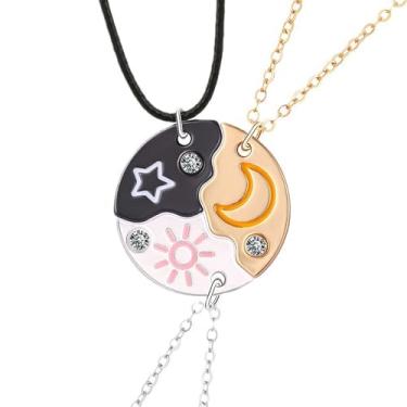 Imagem de Your Always Charm Colar Amizade para 3 Colares de Sol e Lua Estrela Melhor Amigo para Mulheres Irmãs Forever Joias Presentes, Latão, Latão