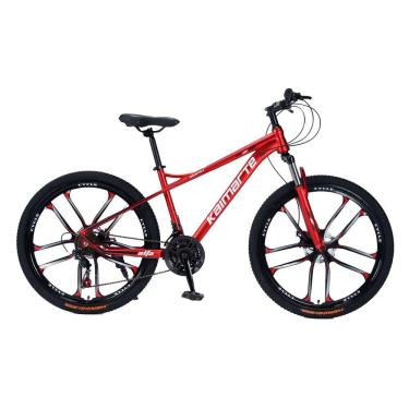 Imagem de Bicicleta Aro 26 Alumínio Bike 21 Vel Marchas Freio a Disco Quadro Aço Carbono Cor Vermelho WCT FITNESS