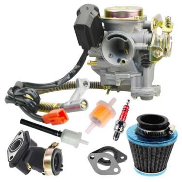 Imagem de GY6 50CC 49CC Carburador com estrangulamento elétrico para scooter de 4 tempos Moped 139QMA 139QMB Motor Taotao PD18J Carburador com coletor de admissão kit de filtro de ar