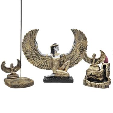 Imagem de Trio Isis Deusa Egito Incensário Com Incenso Vareta Cascata