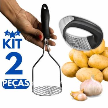 Imagem de Amassador de Batata + Espremedor de Alho Aço Inox Kit - Nipo Center, K