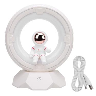 Imagem de Space Man Night Light for Kids USB Recarregável Led de cabeceira Lâmpada de cabeceira 3 Temperatura de cor Ajuste Tap sensor Design de iluminação macia Decoração de quarto ABS PC (Branco)