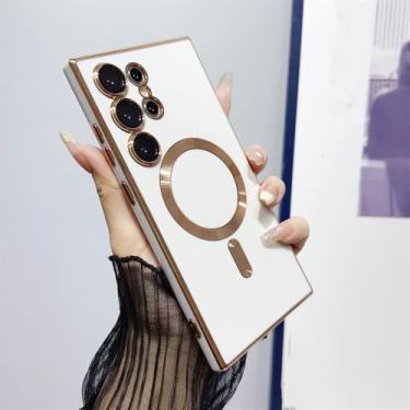 Imagem de Capa magnética de silicone para Samsung Galaxy S24 S23 S22 S21 Ultra Plus com revestimento em 6D e carregamento sem fio, 5, para S21