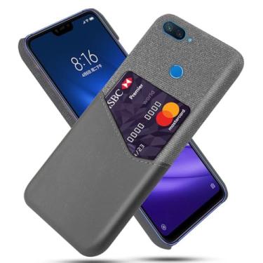 Imagem de Capa para Xiaomi Mi 8 Lite,Tela e tampa de couro PU,Antideslizante,360°cobertura completa à prova de choque com 1 slot de cartão atrás,Prevenção de queda-Gray