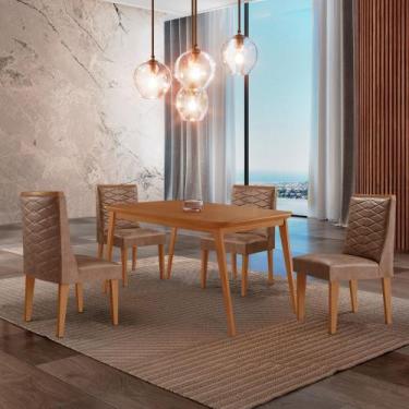 Imagem de Mesa de Jantar Copper 120cm Tampo Canto MDF com 4 Cadeiras Safira Mode