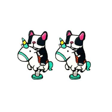 Imagem de Bru_289 Conjunto de 2 peças Mini Bulldog Francês Filhote de Cachorro Remendos Bonito Logotipo de Desenho Animado 8 Patches Costurar Ferro em Aplique Bordado Emblema Placa Remendo Roupas DIY Fantasia