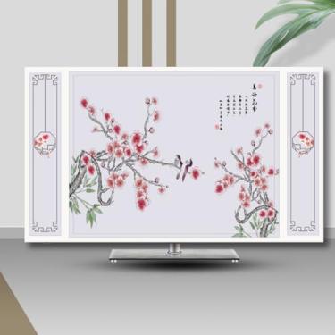 Imagem de Capa para TV interna 81.3-203.2 cm protetor de tela de TV cristal líquido capas à prova de poeira pano curvado/montado na parede/mesa universal LCD LED protetor de sala de estar decoração-padrão-2||70