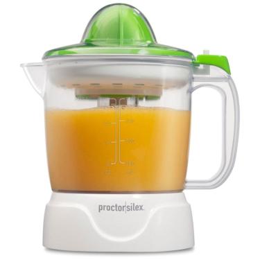 Imagem de Espremedor de Sucos Elétrico Proctor Silex, 1L, para suco de laranja, limão e toranja, branco e verde (66340). Ideal para sucos frescos.