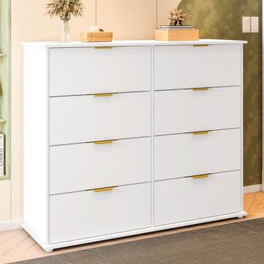 Imagem de Cômoda para Quarto com 8 Gavetas 135x111cm Florença Branco