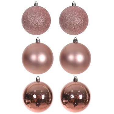 Imagem de Bola de Natal Misto Tubo C/6 Und Rosa Claro C/Glitter, Fosco e Brilhante 8cm (Florarte)