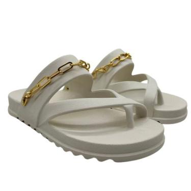 Imagem de Papete Feminina Verde Militar com Corrente Dourada  Confortável, Moder