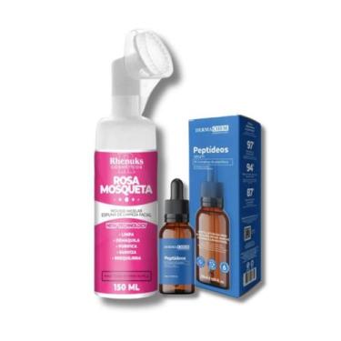 Imagem de Mousse Micelar Limpeza Facial Rosa Mosqueta 150ml, Sérum Peptídeos Ant