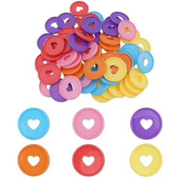 Imagem de Meprotal 60 discos de fichário, 6 discos de expansão coloridos em forma de coração, anéis de plástico para adicionar novo papel para manuais e cadernos, colorido, estilo D