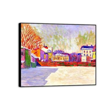 Imagem de RYLJCZ Lâminas de arte mural famosas de Adolf Erbsloh - March Sun- Reproduções de pinturas em tela- quadro emoldurado póster decoração de parede giclée 40 x 48 cm (15,8 x 18,9 pol) moldura preta