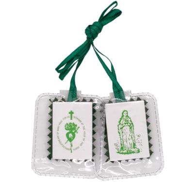 Imagem de Escapulário verde | Imaculado Coração de Maria, ore por nós agora e na hora de nossa morte | Cura e conversões | Ótimo presente católico para a primeira comunhão e confirmação, tecido, Sem Pedra
