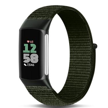 Imagem de Koazon Pulseira de relógio de nylon de gancho e laço compatível com Fitbit Charge 6/Charge 5, pulseira esportiva macia, leve, respirável e ajustável para Charge 6/5, acessório de rastreador de