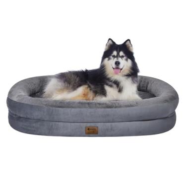 Imagem de Cama grande ortopédica lavável para cães: cama impermeável para animais de estimação com almofadas - capa lavável removível para cama de cachorro GG XXL extragrande - antiderrapante