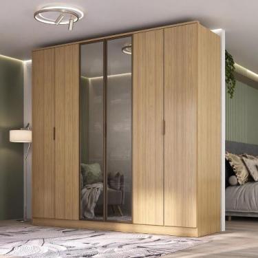 Imagem de Guarda Roupa Casal 2,40m 6 Portas c/ Reflecta e LED 100% MDF - Mambel 