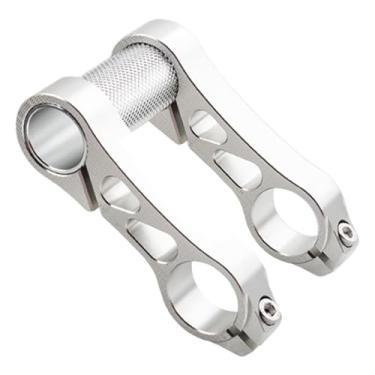Imagem de harayaa Extensores de guidão de bicicleta, extensão de guidão, resistentes, ajustáveis, suporte, extensores de elevação de mesa de bicicleta para ciclismo, Prata