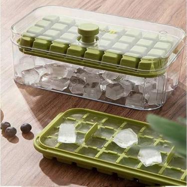 Imagem de Bandeja Cubo Gelo Tampa Drinks Bebidas Passeio Viagem Camping Presente, Forma Gelo Dupla Camada Tampa 64 Cubos Bandeja Compacta Camping Viagem Drinks Bebidas Casa Festa