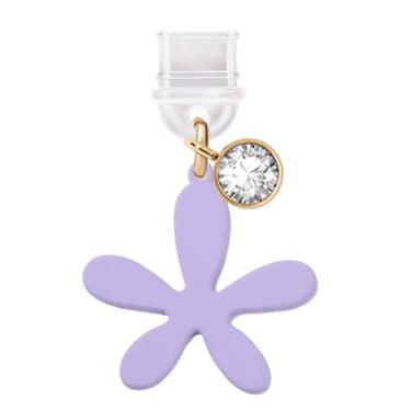 Imagem de ELISE & FONDA TP782 Porta de carregamento tipo C plugue antipoeira pequena pintura spray flor de lírio pingente de celular para iPhone 15/16/Samsung/OnePlus/Xiaomi/oppo telefones Android (roxo)