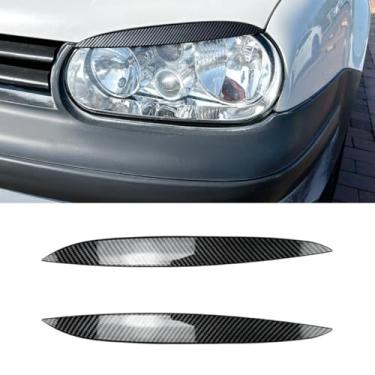 Imagem de Kit de carroceria de moldura decorativa para guarnição de farol de carro compatível com acessórios Golf MK4 (aparência de carbono)