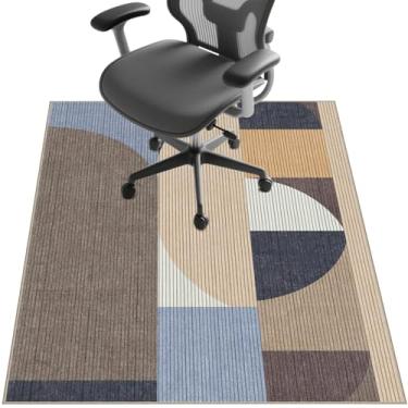 Imagem de Tapete de cadeira para piso de madeira, 122 cm x 91 cm, tapete embaixo da mesa para cadeira de computador com rodinhas e piso baixo, protetor de piso antiderrapante para escritório em casa, tempo de