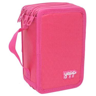 Imagem de Estojo Escolar Menina Feminina Grande Com 4 Compartimentos Rosa Roxo -