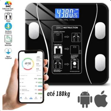 Imagem de Balança Corporal Inteligente Vidro Preto Completa App Bluetooth Top - 