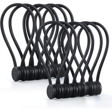 Imagem de Organizador de cordão magnético, abraçadeiras de silicone reutilizáveis, FGSAEOR Gestão de cabos para empacotamento e organização de coisas de segurar, imãs de geladeira prendedor de cabos prendedores de cabos (preto - pacote com 12)