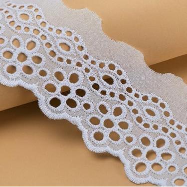 Imagem de Bordado Inglês de Algodão ArtePunto Aviamento Renda Lese Peça Fechada Vários Modelos (Branco, BA015 (5,0cm))