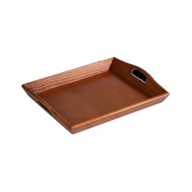 Imagem de Bandejas de servir, bandeja de madeira maciça, bandeja de frutas doméstica, bandeja de armazenamento retangular de hotel, bandeja de colocação comercial, bandeja decorativa